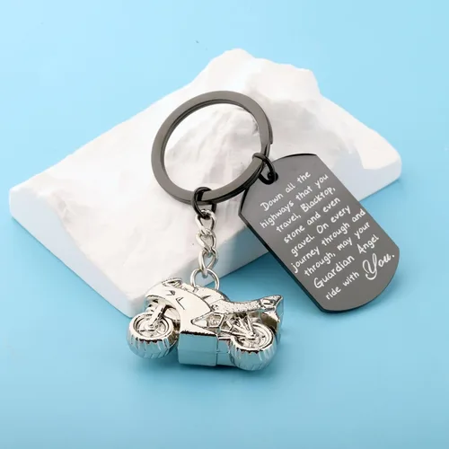 Miniatura 14 de FUSTMW Llavero de motociclista, regalo de motocicleta, llavero seguro para que tu ángel guardián viaje contigo, nuevo regalo para motociclista