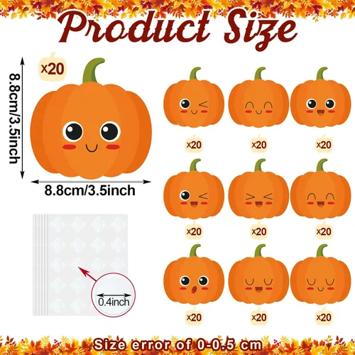 Miniatura 2 de Eaasty 200 piezas de recortes de calabaza de papel para decoración de tablón de anuncios de otoño de calabaza troqueladas para Halloween, otoño