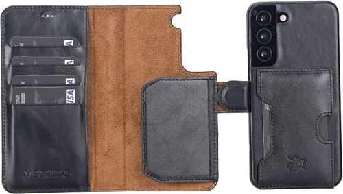 Miniatura 195 de Venito Florence - Funda de piel compatible con Samsung Galaxy S9, extra segura con bloqueo RFID, cartera desmontable para teléfono (gris decolorado)