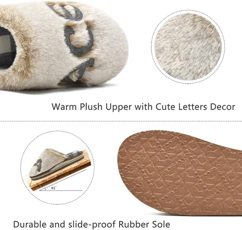 Miniatura 4 de COFACE Pantuflas de espuma viscoelástica para mujer, cómodas y cálidas, con forro de cojín acogedor