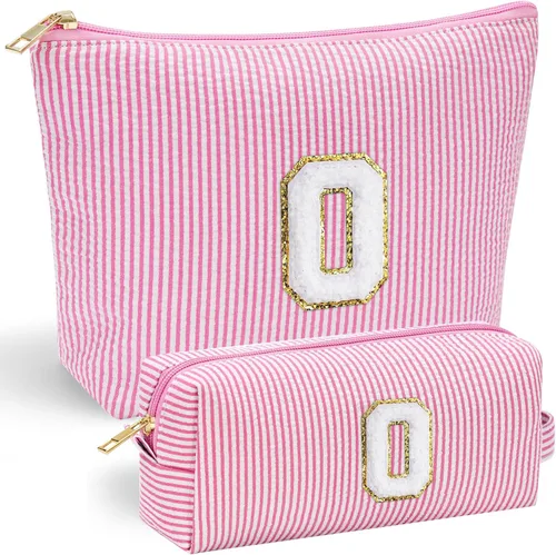 Miniatura 29 de YOOLIFE Regalos del Día de la Madre para mujeres, bolsa de maquillaje con inicial, bolsa de cosméticos, bolsa de maquillaje de viaje, regalos Rosado