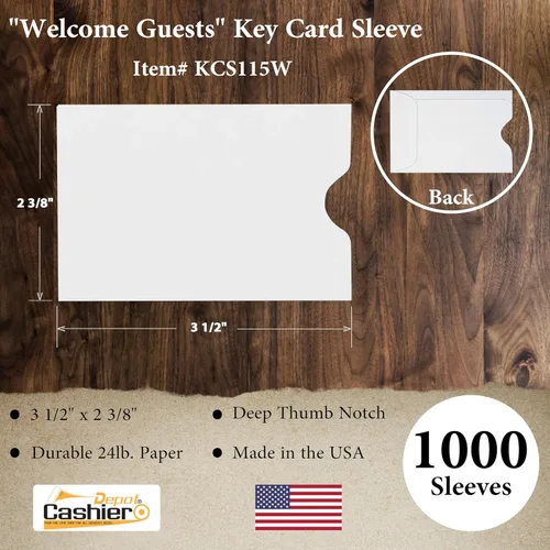 Miniatura 3 de 1000 Cashier Depot - Portatarjetas para llaves, protectores de tarjetas de crédito, fundas de papel blanco, 2-3/8 x 3-1/2 pulgadas, papel resistente