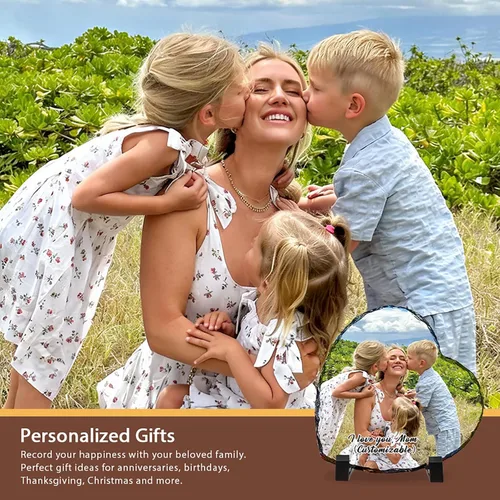 Miniatura 2 de Bemaystar Marco de fotos personalizado con foto y texto, regalo de fotos personalizado para mamá, papá y parejas, placa de pizarra fotográfica