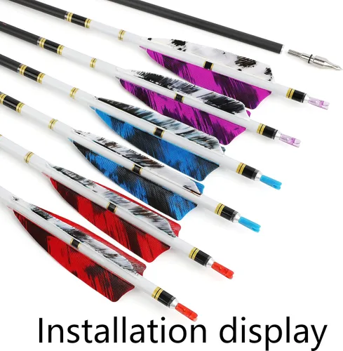Miniatura 3 de AMEYXGS Paletas de flecha natural de 4 pulgadas con plumas de pavo con flechas de 4.2 in, veletas para flechas de bricolaje, accesorios de 50 Azul