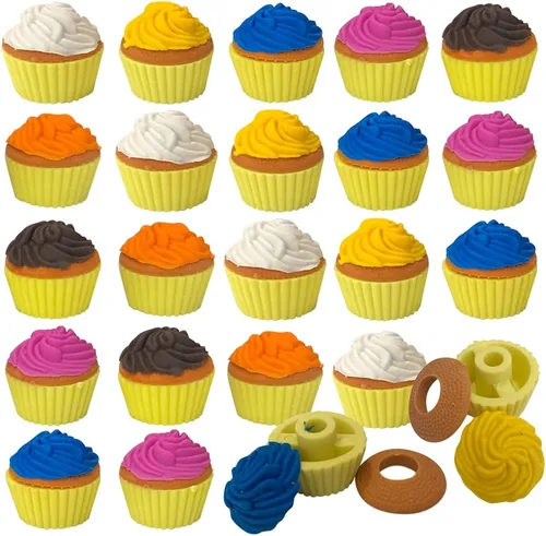 ArtCreativity Borradores perfumados para cupcakes para niños, juego de 24, borradores de pastel de tazas en varios aromas y colores afrutados,