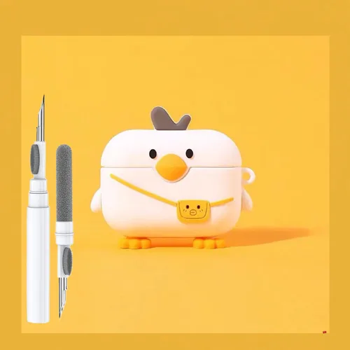 Miniatura 21 de Linda Funda de Pato para Airpod de 2ª y 1ª Generación, Divertida Funda de Airpods 3D de Dibujos Animados Kawaii con Kit de Limpieza y Llavero