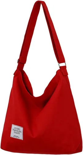 Miniatura 27 de Covelin - Bolsa de hombro informal de lona para mujer, estilo bohemio y retro, bolsa de mano, bolso cruzado, tamaño grande