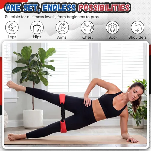 Miniatura 4 de Soulchen 2 bandas de resistencia para el sistema de núcleo de cadera, bandas de entrenamiento para estirar, fortalecer piernas, caderas, muslos