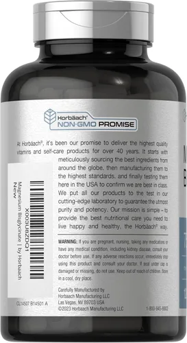 Miniatura 3 de Horbäach Bisglicinato de magnesio 120 cápsulas 750 mg Suplemento sin OMG y sin gluten