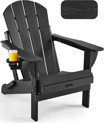 Miniatura 24 de Ciokea Silla Adirondack plegable con textura de madera, silla Adirondack para patio, resistente a la intemperie, silla de plástico para hoguera