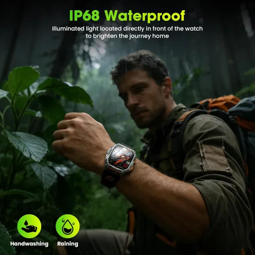 Miniatura 8 de Relojes inteligentes para hombres, 2.01 pulgadas HD Militar Smart Watch con batería de alta capacidad de 1000 mAh, linterna LED, respuesta, llamada