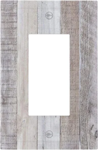 Miniatura 37 de Placa de pared dúplex de receptáculo de dispositivo de 1 gang de madera envejecida blanca gris con veta de tablón, cubierta de enchufe eléctrico