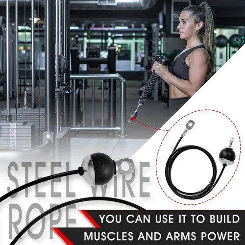 Miniatura 2 de Cable de polea de fitness de 70 pulgadas, accesorios de repuesto para máquina de cable, grosor de 0.2 pulgadas, accesorios de polea de cable