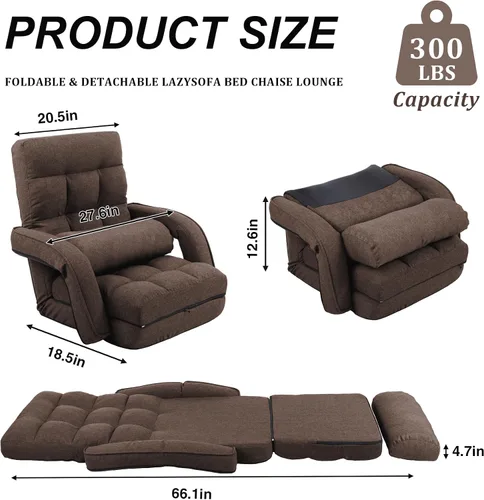 Miniatura 2 de Silla de suelo ajustable para adultos con apoyo trasero, sofá plegable de 5 posiciones con almohada, silla de juegos y meditación con tela