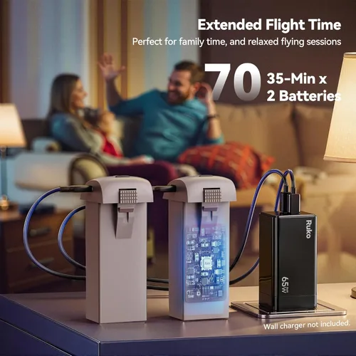 Miniatura 5 de Ruko F11PRO 2 Drone con cámara 6K para adultos, estabilizador de cardán de 3 ejes, 2 baterías para tiempo de vuelo de 70 minutos, transmisión