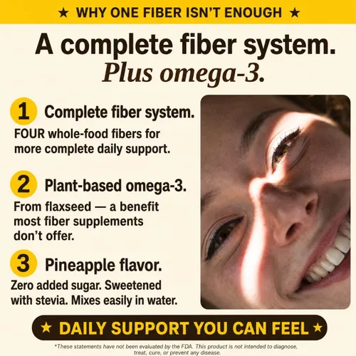 Miniatura 4 de Suplemento de fibra prebiótica en polvo: fibra soluble e insoluble con linaza, cáscara de psyllium, salvado de avena y omega-3 para salud digestiva