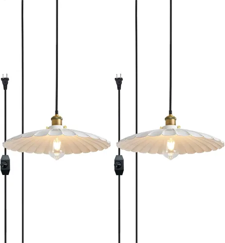 Miniatura 8 de Lámpara colgante negra, lámpara colgante retro de 9.8 pulgadas para dormitorio, luces colgantes brillantes de cocina, sala de estar, 6.5 pies