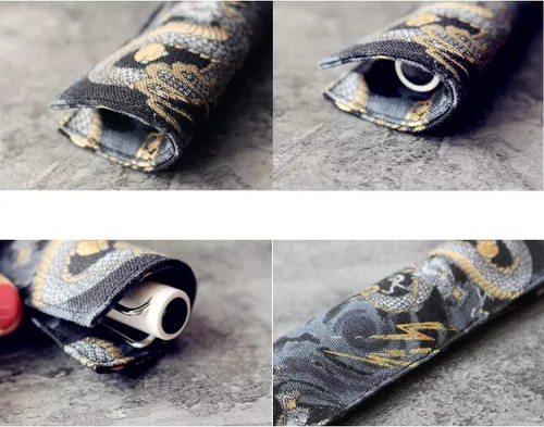 Miniatura 7 de Estuche de tela para pluma estilográfica, soporte para bolígrafo de bolsillo, funda vintage para bolígrafo, dragón negro, 1 paquete