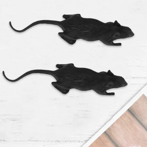 Miniatura 4 de Zerodeko 24Pcs Fake Rat Halloween Prop, Realistic Mouse Prank, Tricky Toys for Halloween Party, Loose-Packed Black PVC Simulation Animal Prank Prop