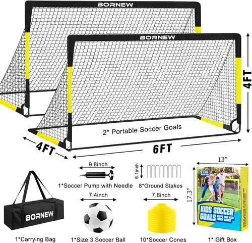 Miniatura 2 de Portería de Fútbol para Niños para Patio Trasero - Juego de 2 Porterías de 7X5 / 6X4 pies, Redes de Fútbol para Niños Pequeños, Equipo