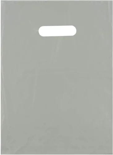 Miniatura 5 de Bolsas de compras de plástico con asas troqueladas de 9x12, negras, 100/cs – Bolsas marca directa