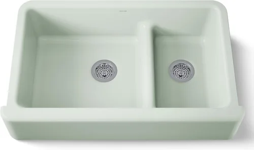 Miniatura 2 de KOHLER Whitehaven® K-6427-42 - Fregadero de cocina empotrado de 35-3/4 pulgadas, autorecortable, Smart Divide, Grande/Mediano con Delantal alto