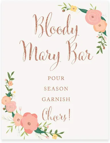 Miniatura 47 de Andaz Press Letreros de fiesta de boda, purpurina de oro rosa sintético con flores, 8.5 x 11 pulgadas, resalta tu versículo bíblico favorito