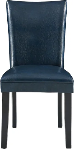Miniatura 6 de Parsons CY1331BL - Juego de 2 sillas de comedor con patas de madera maciza, sillas laterales de piel sintética para cocina con asiento tapizado