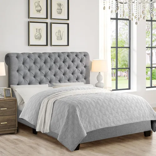 Miniatura 10 de Rosevera Rosina - Base de cama con cabecera ajustable, con cabecera ajustable, con cabecera enrollable de 32 pulgadas, fácil montaje, tamaño King