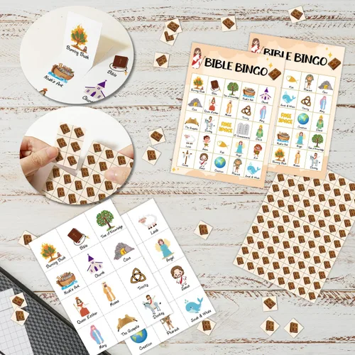 Miniatura 3 de Juego de tarjetas de bingo de la Biblia, juego de bingo para la familia de adultos, juego de bingo bíblico para adultos, suministros de fiesta