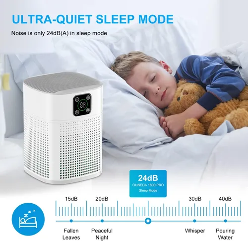 Miniatura 5 de Paquete de 2 purificadores de aire para dormitorio del hogar de hasta 2190 pies cuadrados, purificador de aire Honeyuan H13 HEPA con entrada de aire