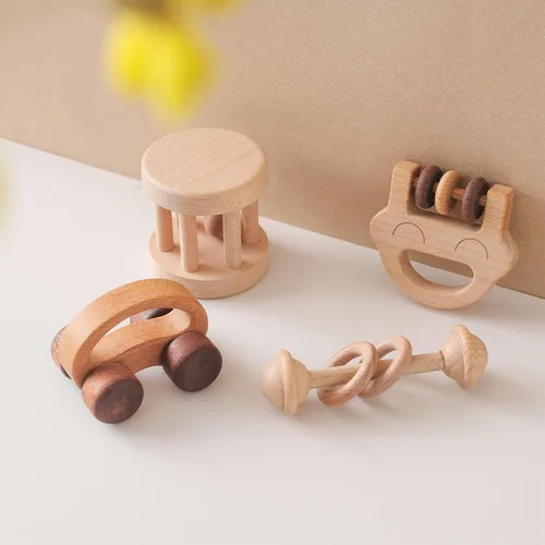 Miniatura 11 de Sonajero de madera para bebé, juguete de sonajero de madera para recién nacido, juguete Montessori de madera natural para bebé, juguete de regalo