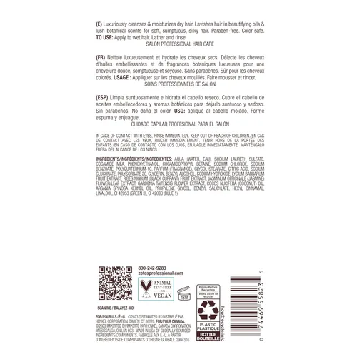 Miniatura 8 de Bain de Terre Champú hidratante de jazmín, lujosa hidratación para cabello seco con aceites de argán y monoi, sin parabenos, seguro
