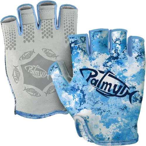 Miniatura 9 de Palmyth Guantes de pesca UV Stubby con protección solar para hombres y mujeres, UPF 50+ SPF para kayak, remo, canoa, remo, conducción Camo Negro