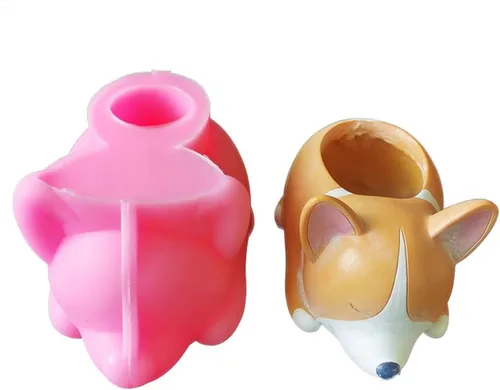 Miniatura 5 de Moldes para Macetas de Flores de Hormigón de Perro Corgi Moldes de Macetero Suculento de Silicona Moldes de Resina Epoxi Arcilla Cemento Molde
