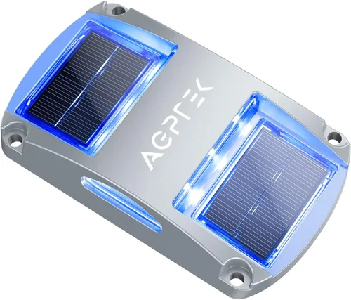 AGPTEK Luces Solares para Entrada de Vehículos 1 Paquete, Luces Marcadoras Solares LED Impermeables para Cubierta al Aire Libre, Muelle, Marina para