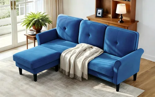 Miniatura 10 de Welzona Sofás seccionales para sala de estar, sofá moderno de terciopelo de 83 pulgadas, sofá en forma de L con otomana, sofá seccional pequeño