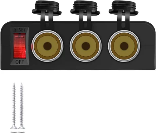 Miniatura 6 de Divisor de enchufe de encendedor de cigarrillos de 2 vías, impermeable, 12 V, repuesto de enchufe de adaptador de corriente dual para automóvil, RV