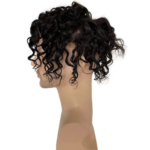 Miniatura 4 de Voloria Full French Lace Toupee Loose Wave Europeo Cabello Humano Sistemas de Reemplazo para Hombres Hairpiece 10x8inch #1B Color Negro