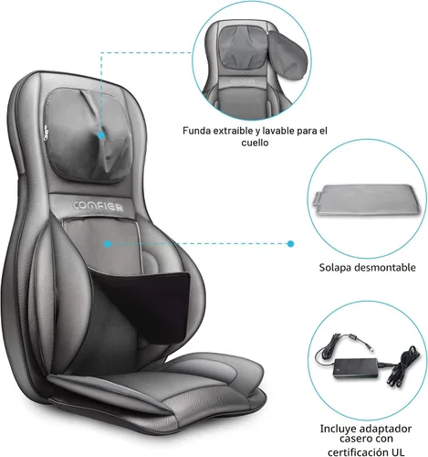Miniatura 7 de COMFIER Shiatsu - Masajeador de cuello y espalda con calor, masajeador de espalda para aliviar el dolor de tejido profundo, almohadilla de masaje