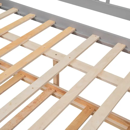 Miniatura 7 de Merax Sofá cama con cama nido, soporte de listones de madera, sofá cama moderno para sala de estar con rieles, tamaño completo, gris