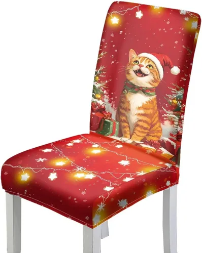 Miniatura 12 de HUGS IDEA Merry Christmas Dining Room Chair Covers Cute Sheep Kitchen Chair Covers Stretch Dining Chairs Cover Set of 6 Parsons Chairs Slipcovers