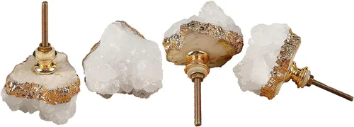 Miniatura 10 de JIC Gem Juego de 2 pomos de cristal de amatista natural para cocina, baño