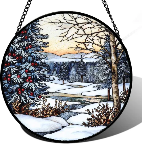 Miniatura 23 de DASTOLL Colgante de vidrio emplomado para ventana, diseño de lirio del valle, mariposa, atrapasol para puertas, hogar, atrapasoles decoración