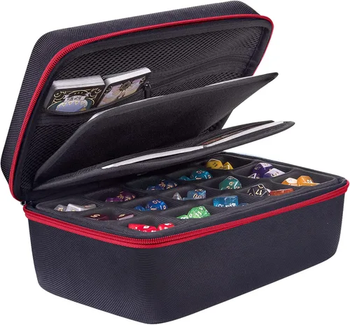 Miniatura 8 de SIQUK Estuche de Almacenamiento de Dados de Gran Capacidad Caja de Dados con Bandeja Ranurada Extraíble Doble y Asa, Organizador Soporte de Dados