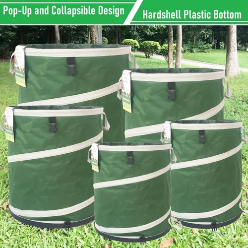 Miniatura 8 de Bote de basura plegable de 46 galones (22 x 28 pulgadas), bolsa de jardín con parte inferior rígida, bolsa de hojas grandes, bolsa de basura