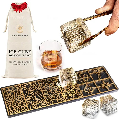 Miniatura 14 de Bandeja de Diseño para Hacer Cubitos de Hielo Transparentes - Molde Moderno para Bourbon y Cócteles en 5 Segundos - Molde de Cubo de Whisky Sellado