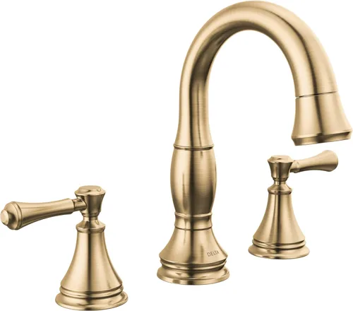 Delta Faucet Cassidy - Grifo de baño extraíble hacia abajo, grifo de baño extraíble hacia afuera, grifo de baño dorado de instalación extendida de 3