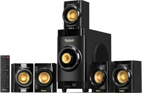 Bobtot Subwoofer pequeño cine en casa para TV Surround System 5 altavoces con cable Amplificador de 4 pulgadas Woofer receptor incorporado Soporte