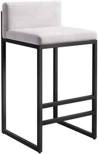 GIZNXBA Taburetes de bar sin brazos de 25.6 pulgadas para encimera de cocina con respaldo, taburetes de bar tapizados modernos de terciopelo, /blanco